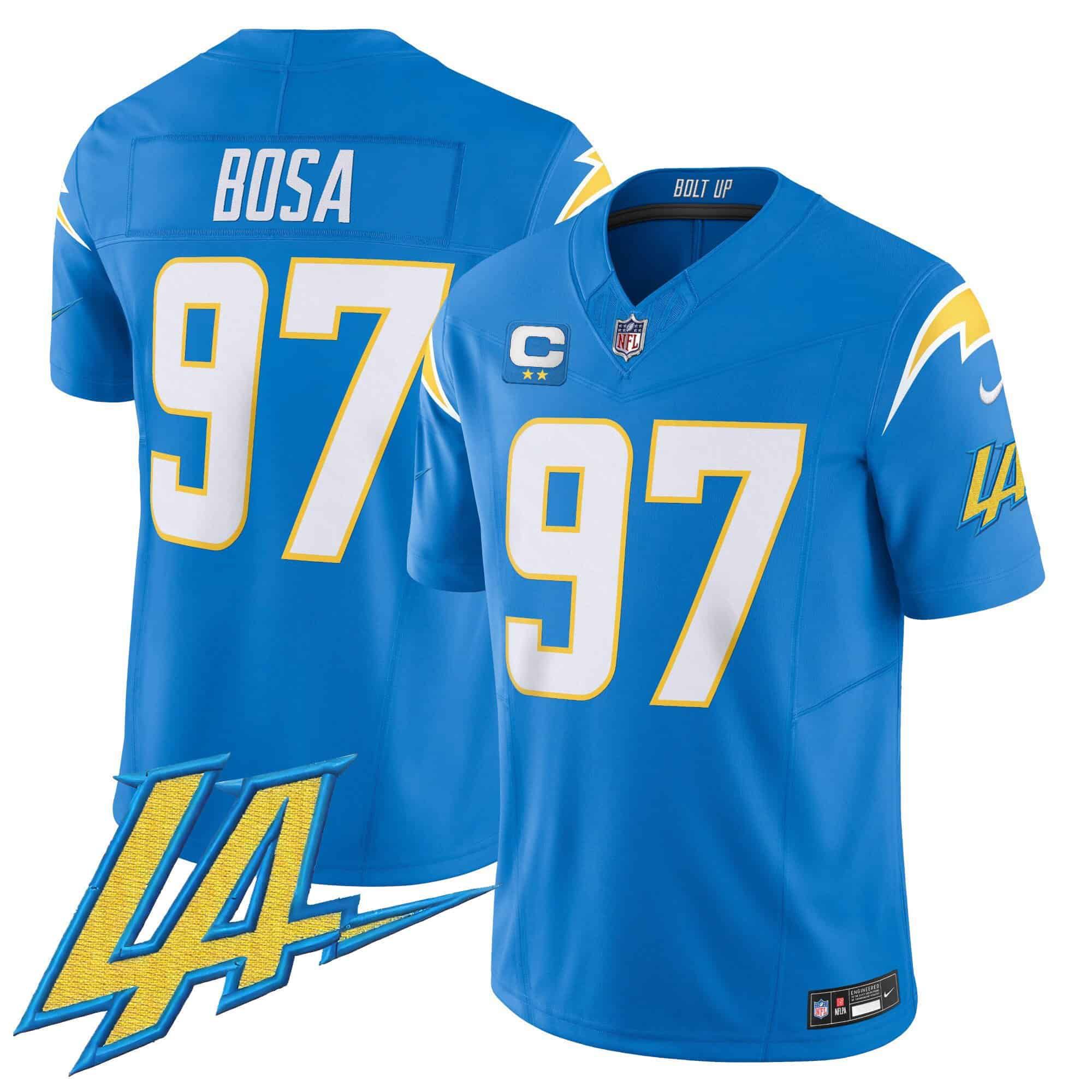 Men Los Angeles Chargers 97 Bosa Light Blue 2024 Nike Vapor Limited NFL Jersey style 1